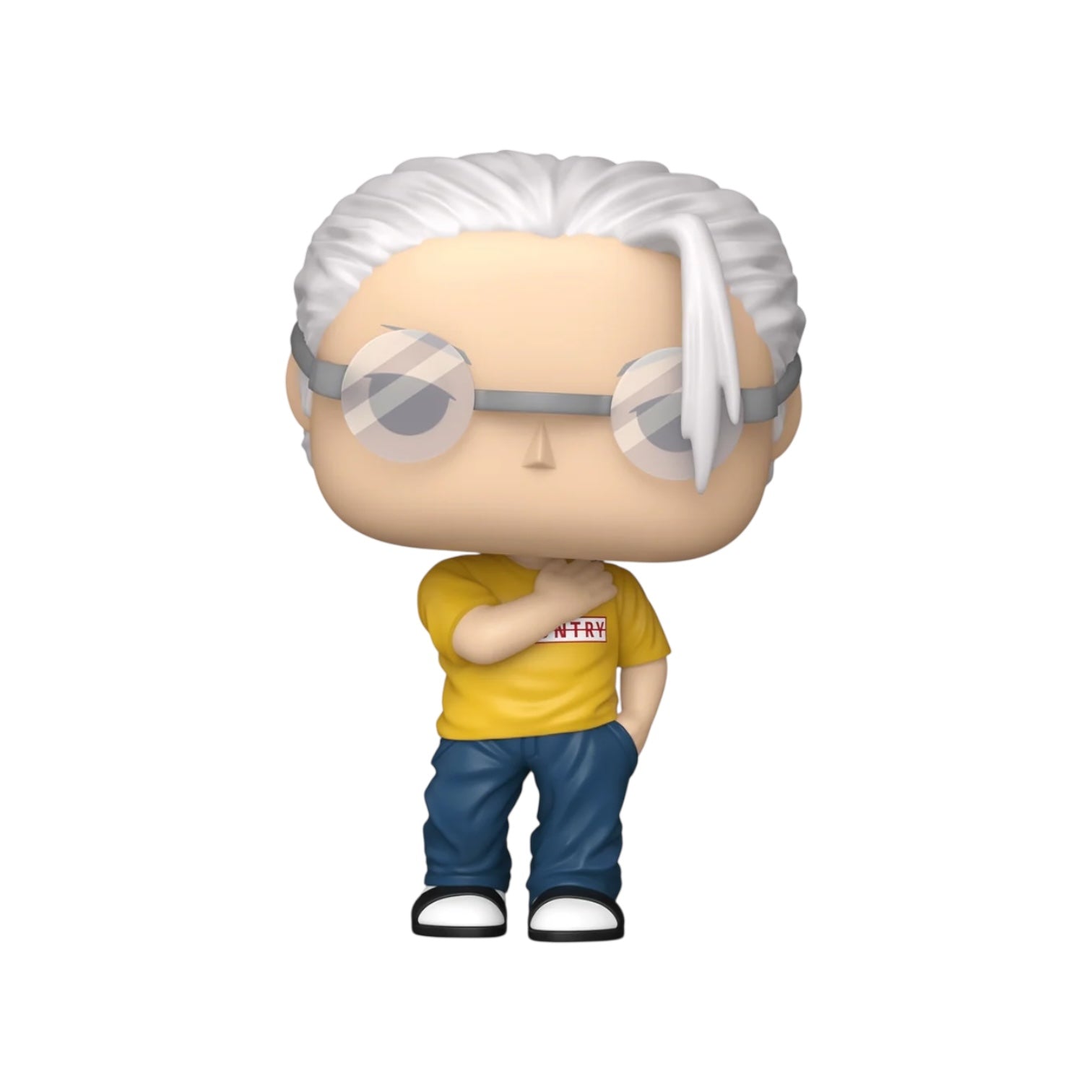Funko Pop! vinyl figure of a character with white hair and glasses on a white background