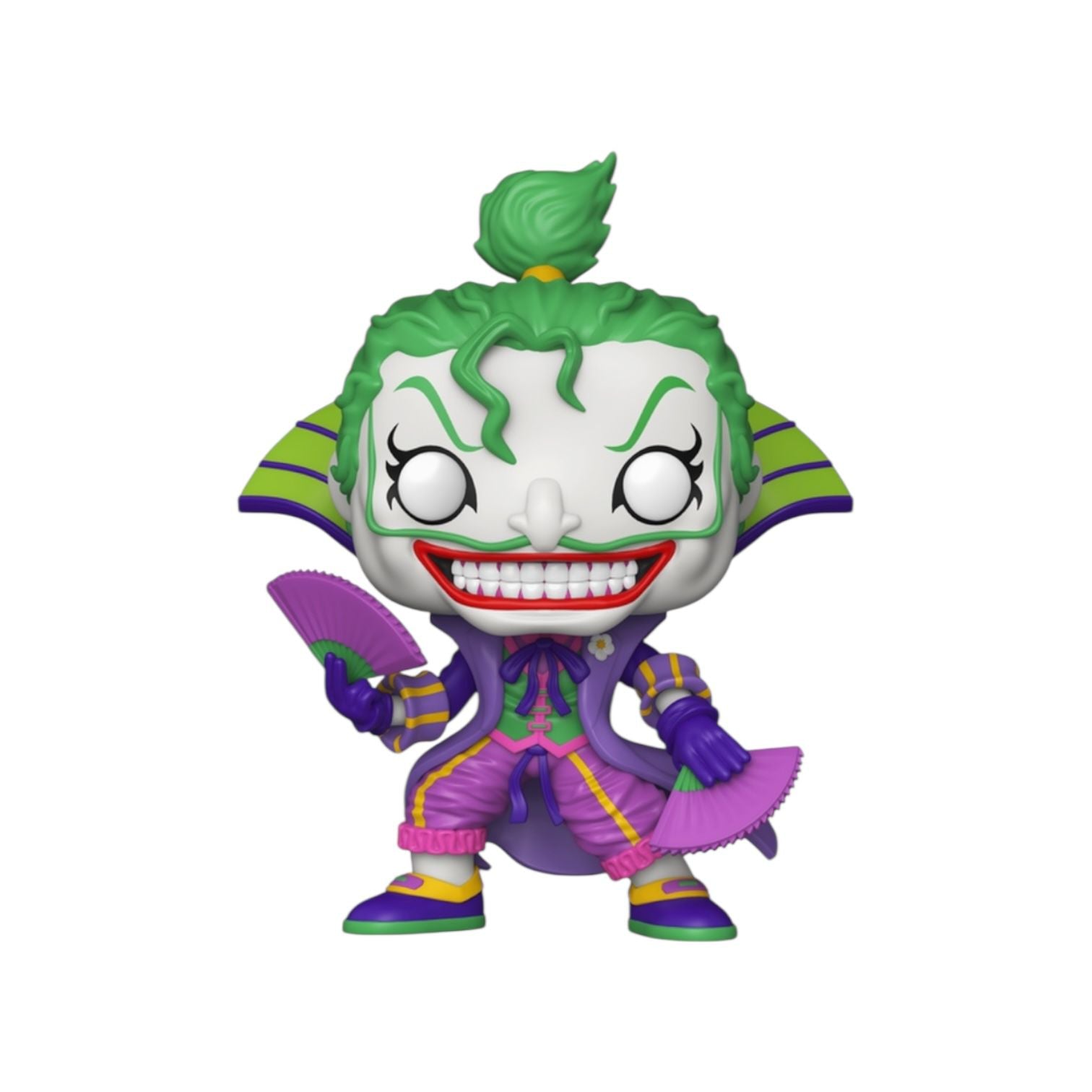 The Joker in his epic Batman Ninja form, on a white background 