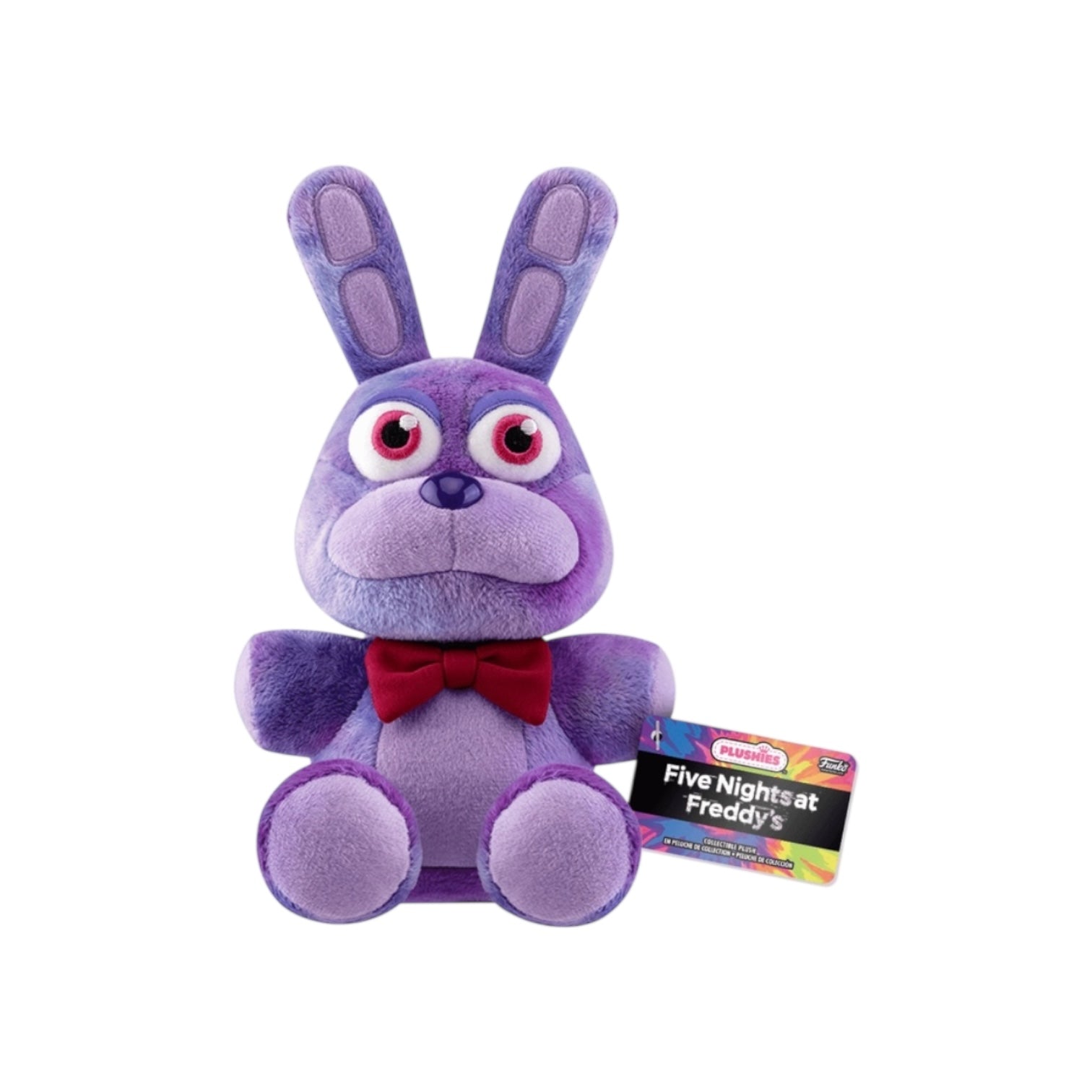 Purple plush toy with a bow tie on a white background, featuring 'Five Nights at Freddy's' branding.