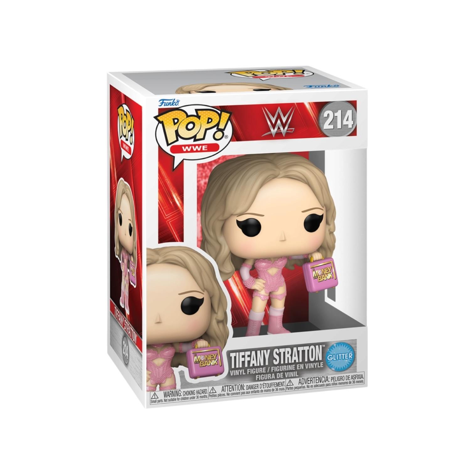 Funko Pop! vinyl figure packaging of Tiffany Stratton from WWE, with red and white design.