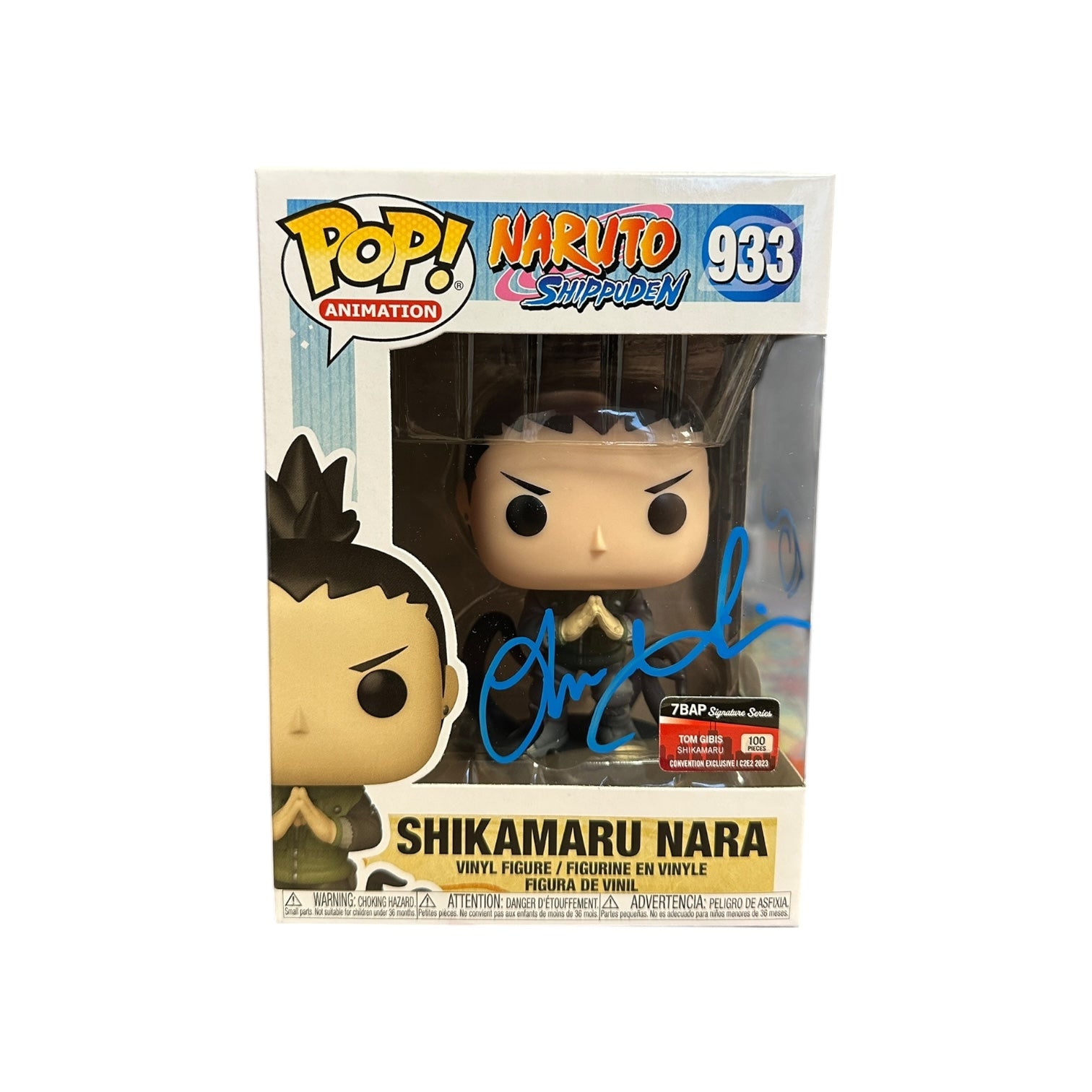 Tom Gibis Signed Shikamaru Nara #933 Funko Pop! - Naruto Shippuden - 7BAP Signature Series C2E2 2023 LE100 Pcs Front
