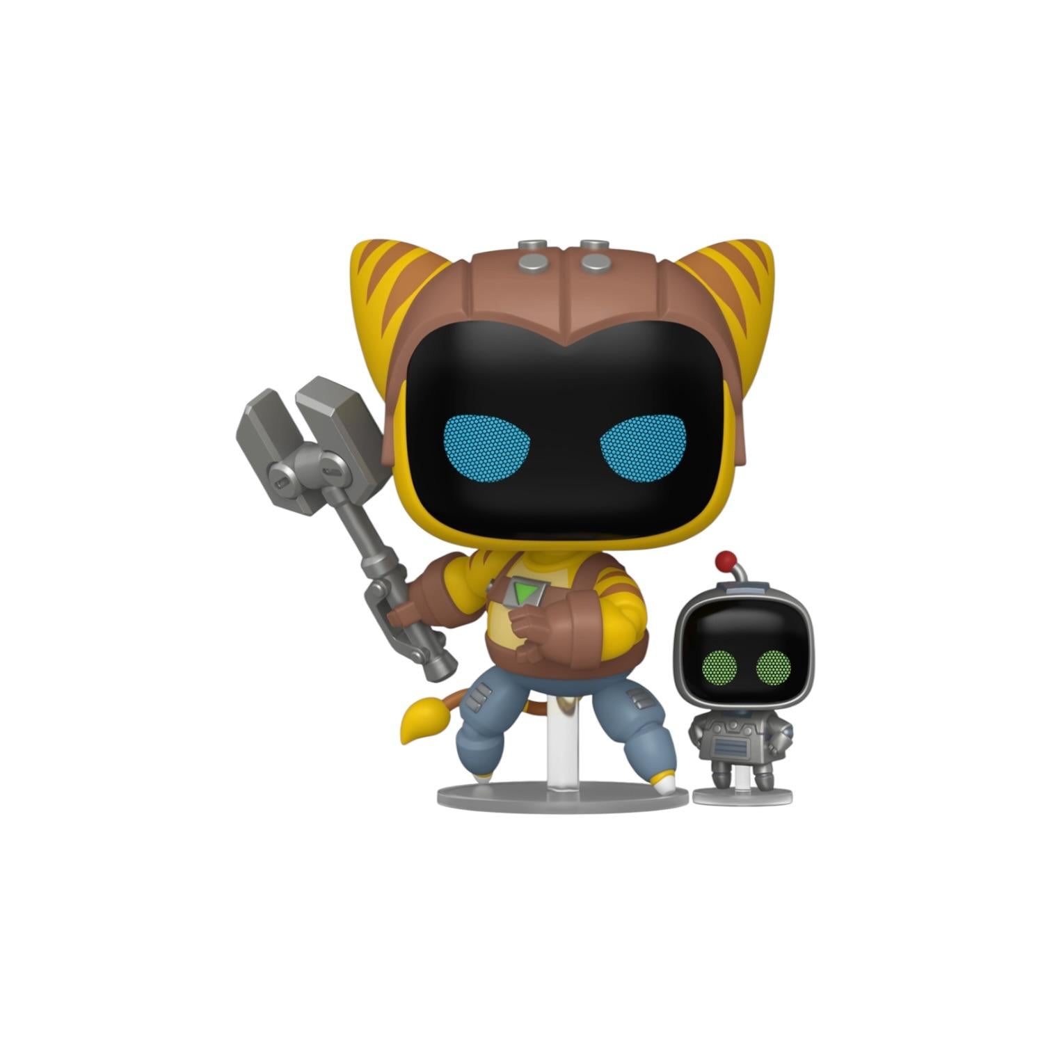 Funko Pop! vinyl figure with a character holding a robot on a white background