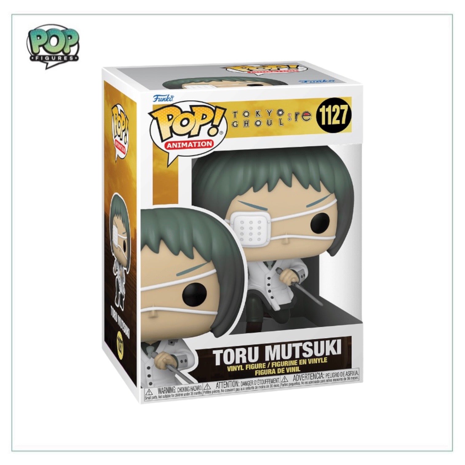 Toru Mutsuki #1127 Funko Pop! figure from Tokyo Ghoul, featuring detailed design and vibrant colors.