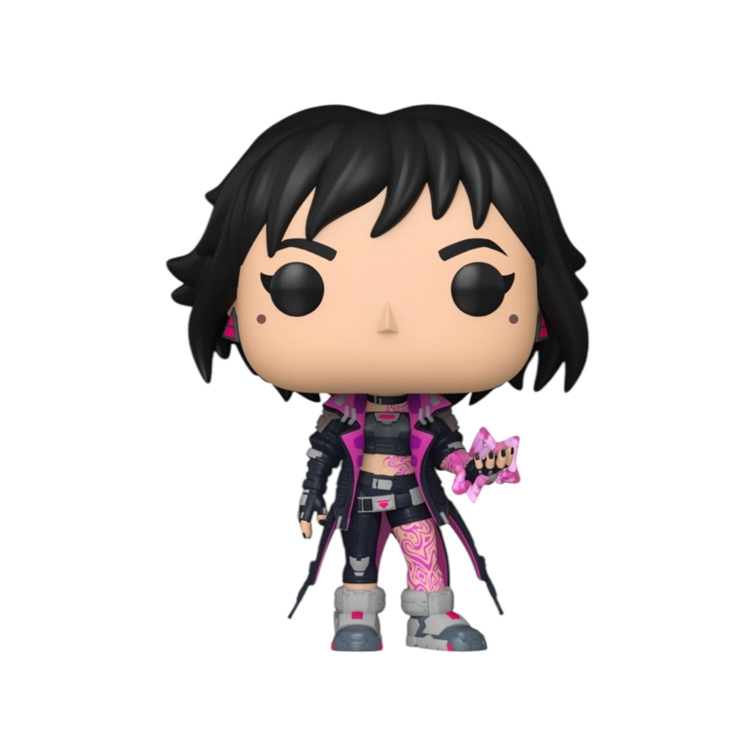 Funko Pop! vinyl figure with black hair and colorful outfit on a white background