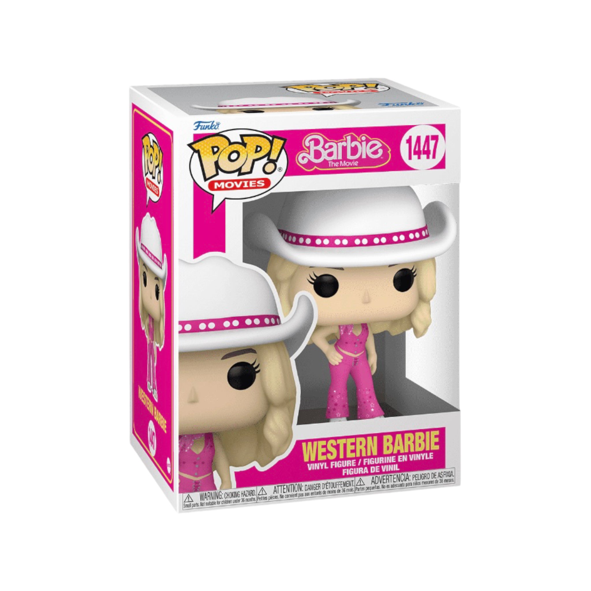 Funko Pop! of Western Barbie #1447 from Barbie The Movie, featuring her iconic outfit and cheerful expression.