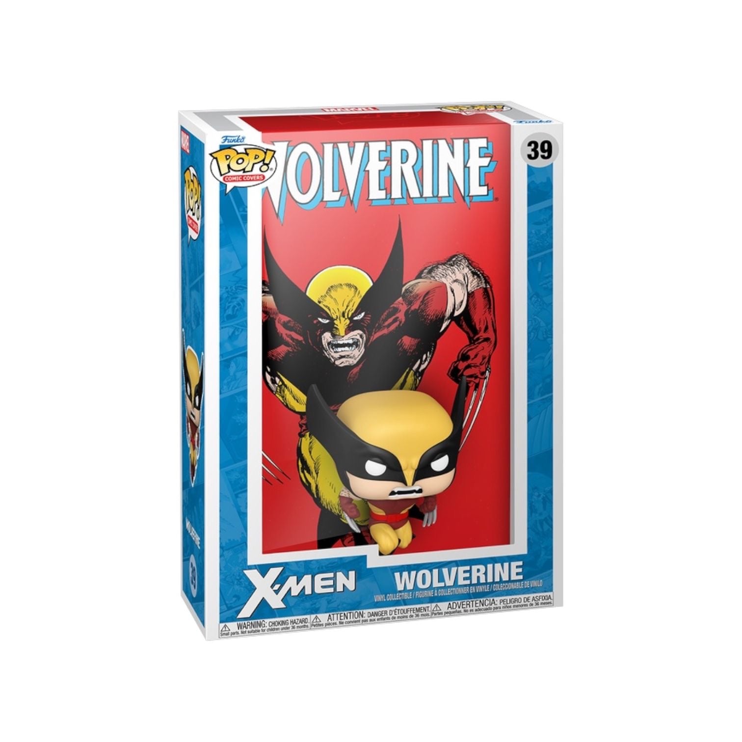 Pop! Vinyl box featuring Wolverine with red and blue design