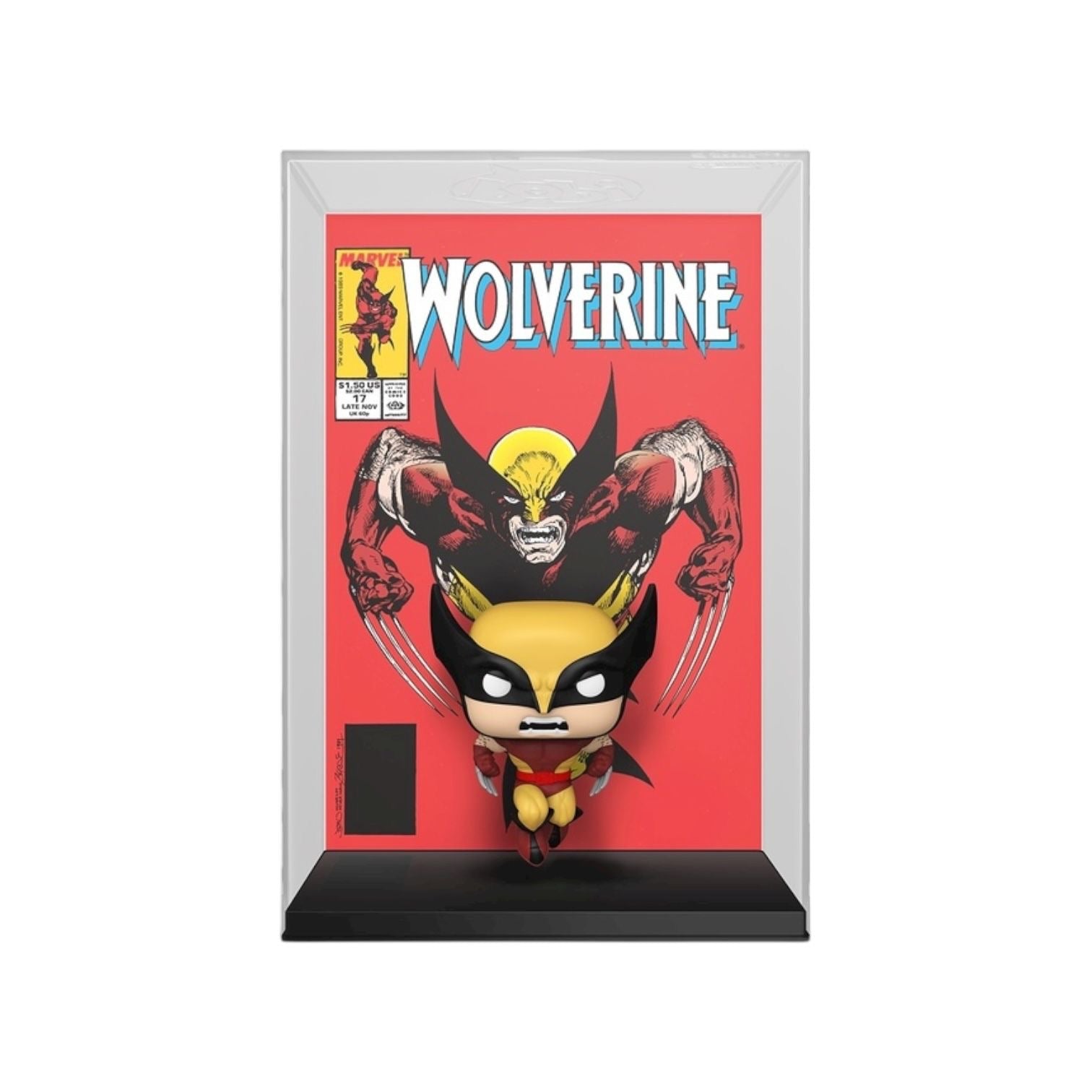 Framed comic book cover featuring Wolverine on a red background