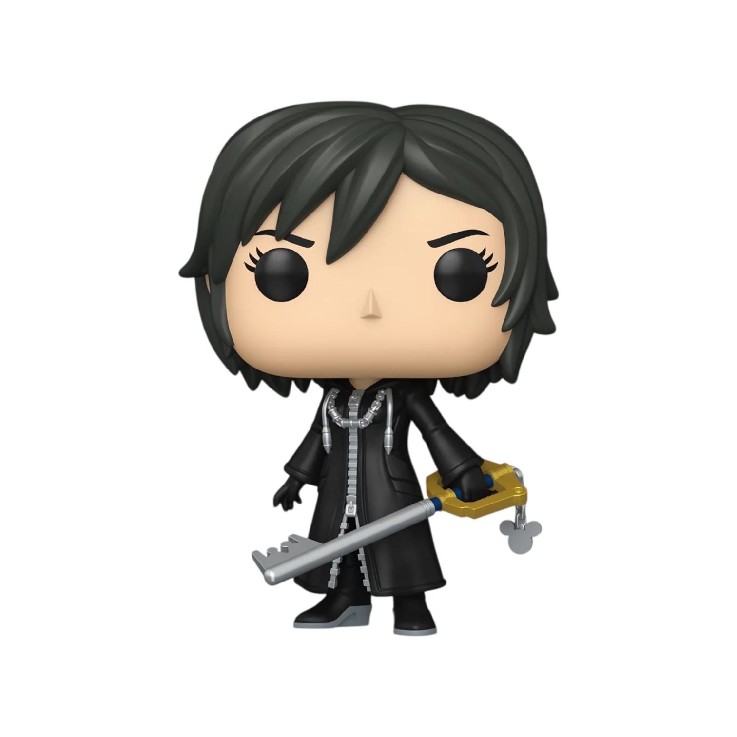 Funko Pop! vinyl figure of a character with black hair and outfit, holding a key-like object on a white background.