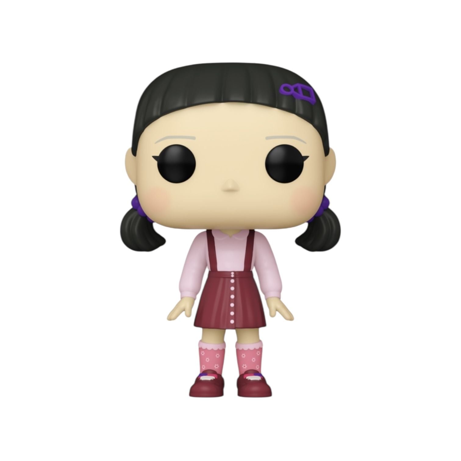 Funko Pop! vinyl figure of a character with black hair and a pink outfit on a white background