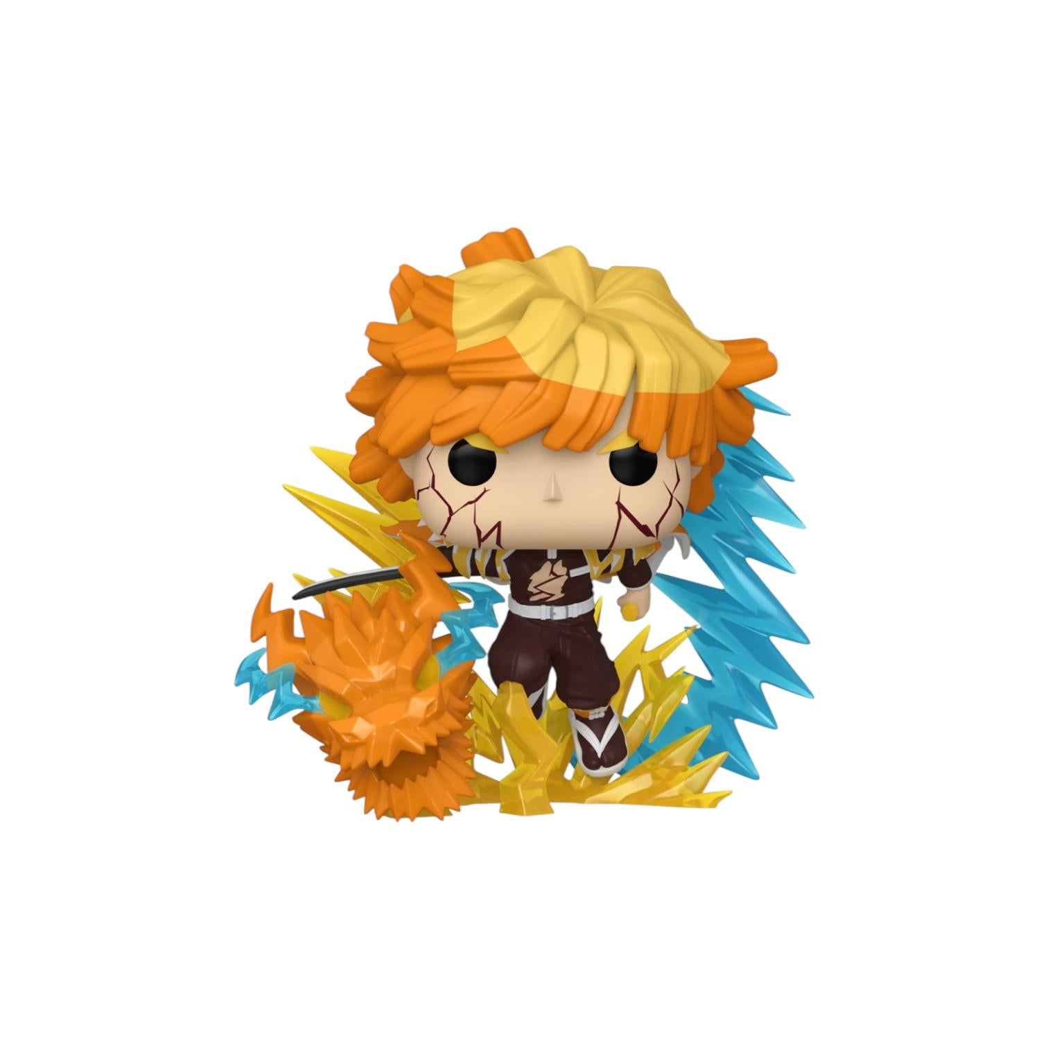 Funko Pop! vinyl figure with orange hair and blue flames on a white background
