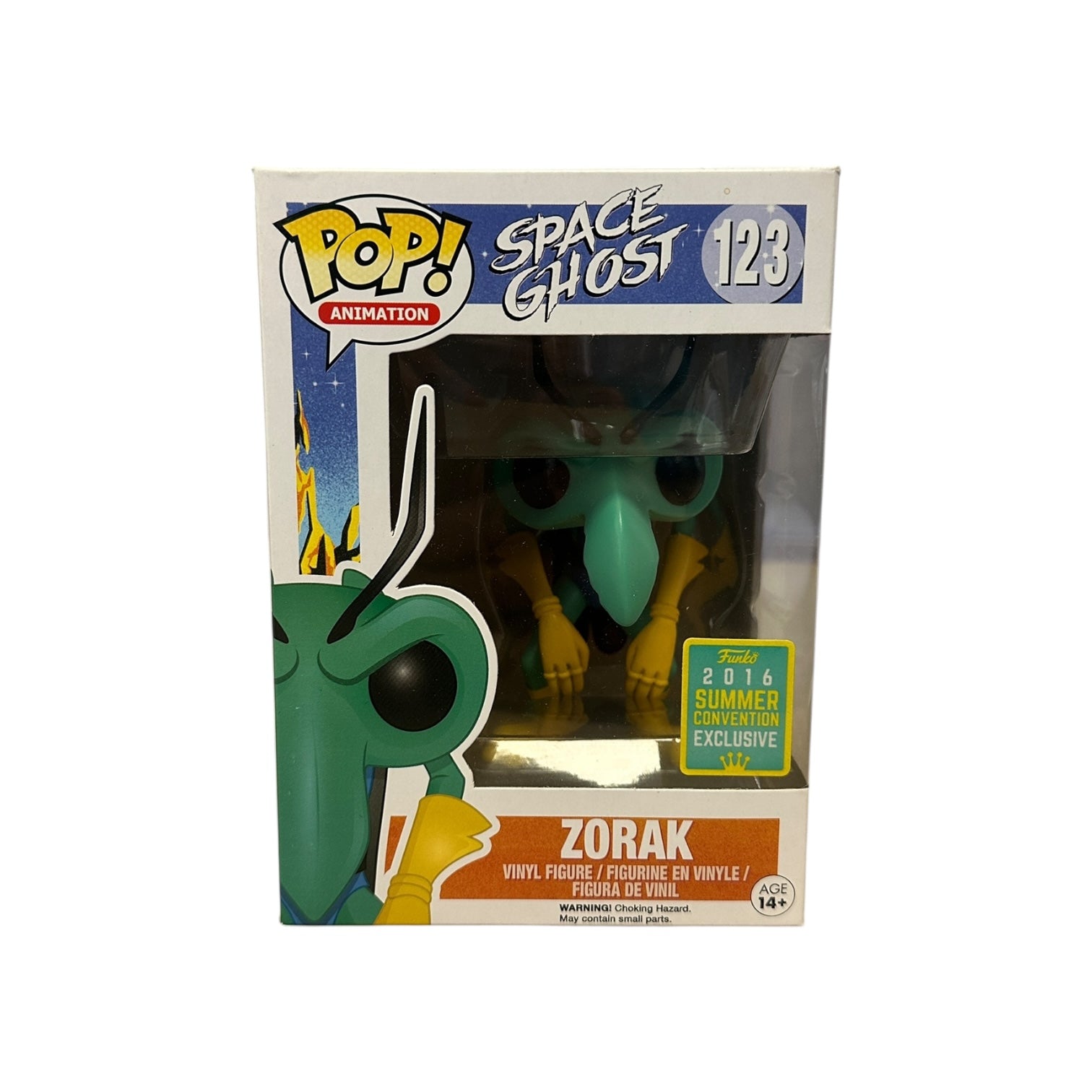 Funko Pop! Zorak vinyl figure packaging with Space Ghost branding
