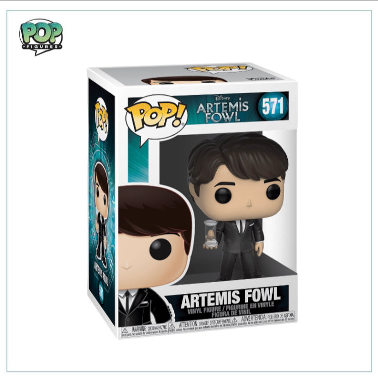 Disney's Artemis Fowl #571 Funko Pop! figure, showcasing the character with slicked-back hair and a confident pose.