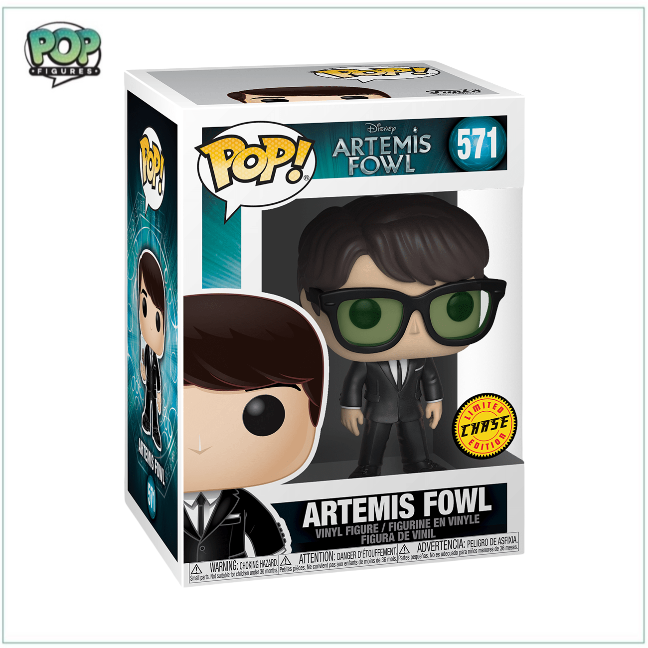  Funko Pop! figure of Artemis Fowl wearing glasses, featuring a detailed design from the Disney movie.