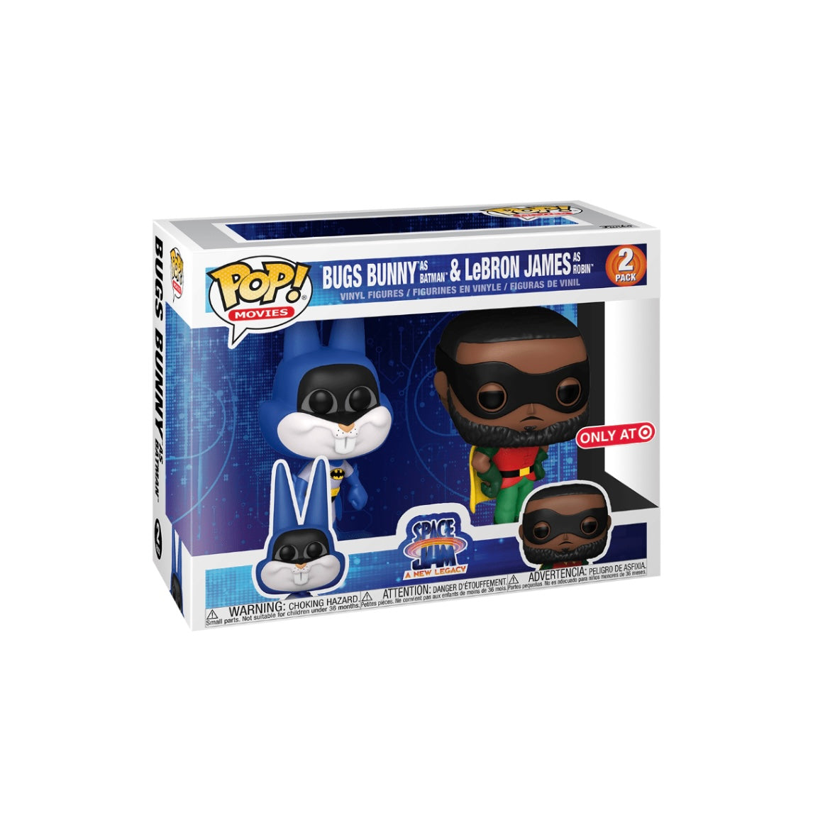 Bugs Bunny as Batman and LeBron James as Robin in a deluxe vinyl 2-pack from Space Jam 2, exclusive to Target.