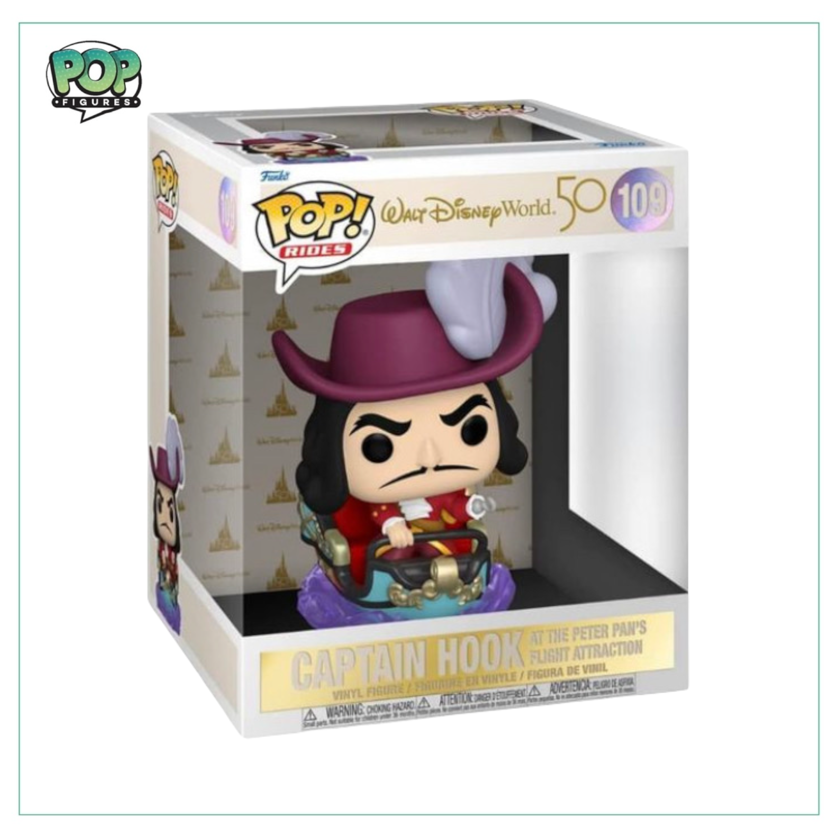  Captain Hook Funko Pop! figure from Peter Pan’s Flight Attraction, celebrating Disney's 50th anniversary.