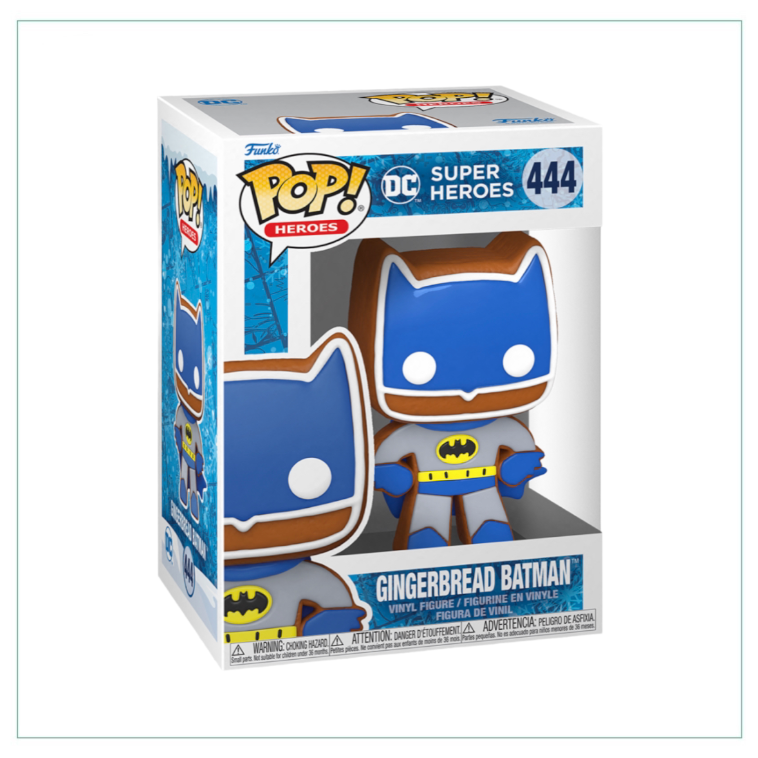 Gingerbread Batman #444 Funko Pop! figure, featuring a festive design with a cape and mask, perfect for collectors.