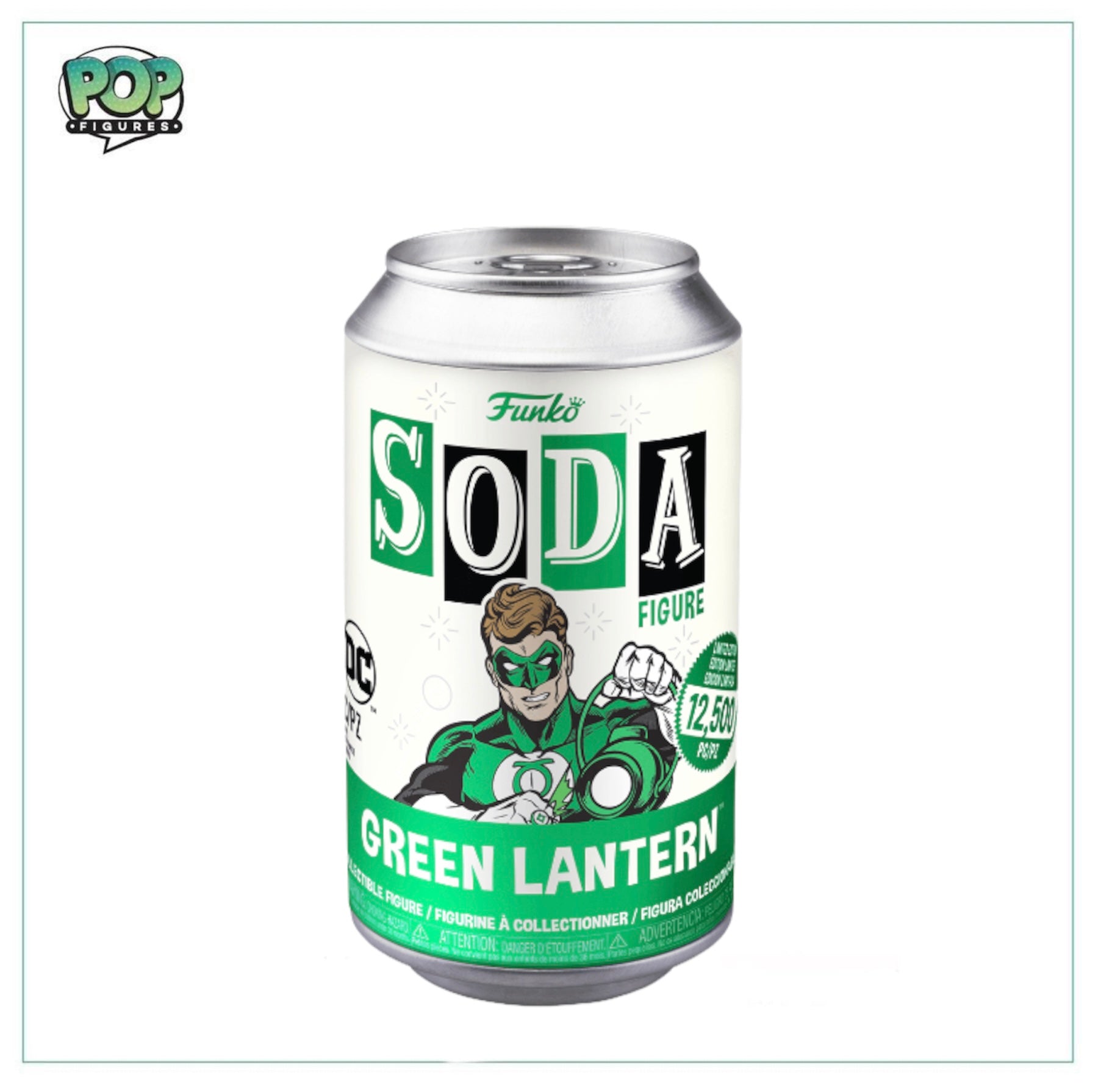 Green Lantern Funko Soda Vinyl Figure, limited edition of 12,500, featuring a chance for a rare chase variant.