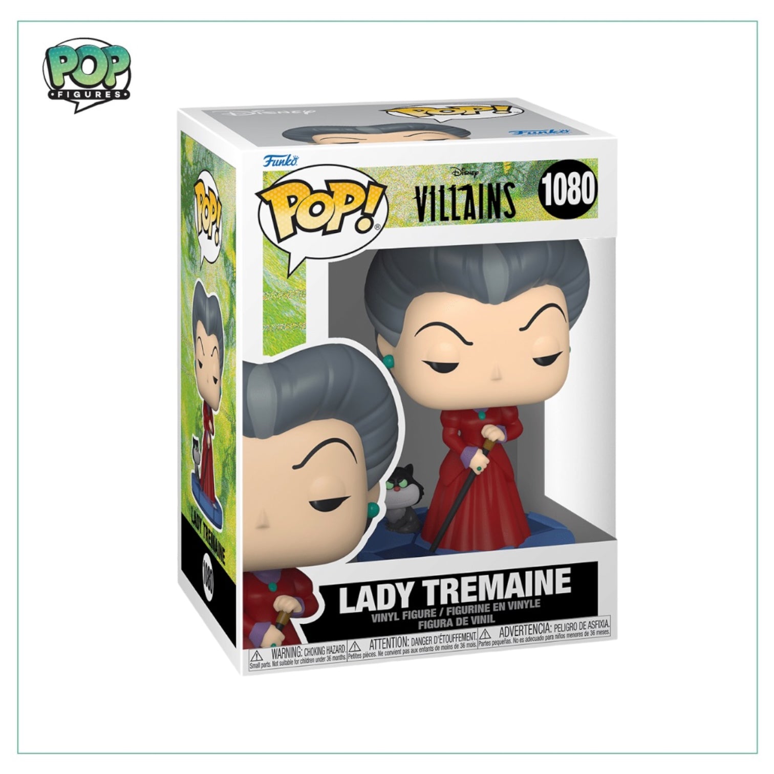 Lady Tremaine Funko Pop! figure, featuring the Disney villain in her iconic gown and hairstyle, part of the Villains collection.