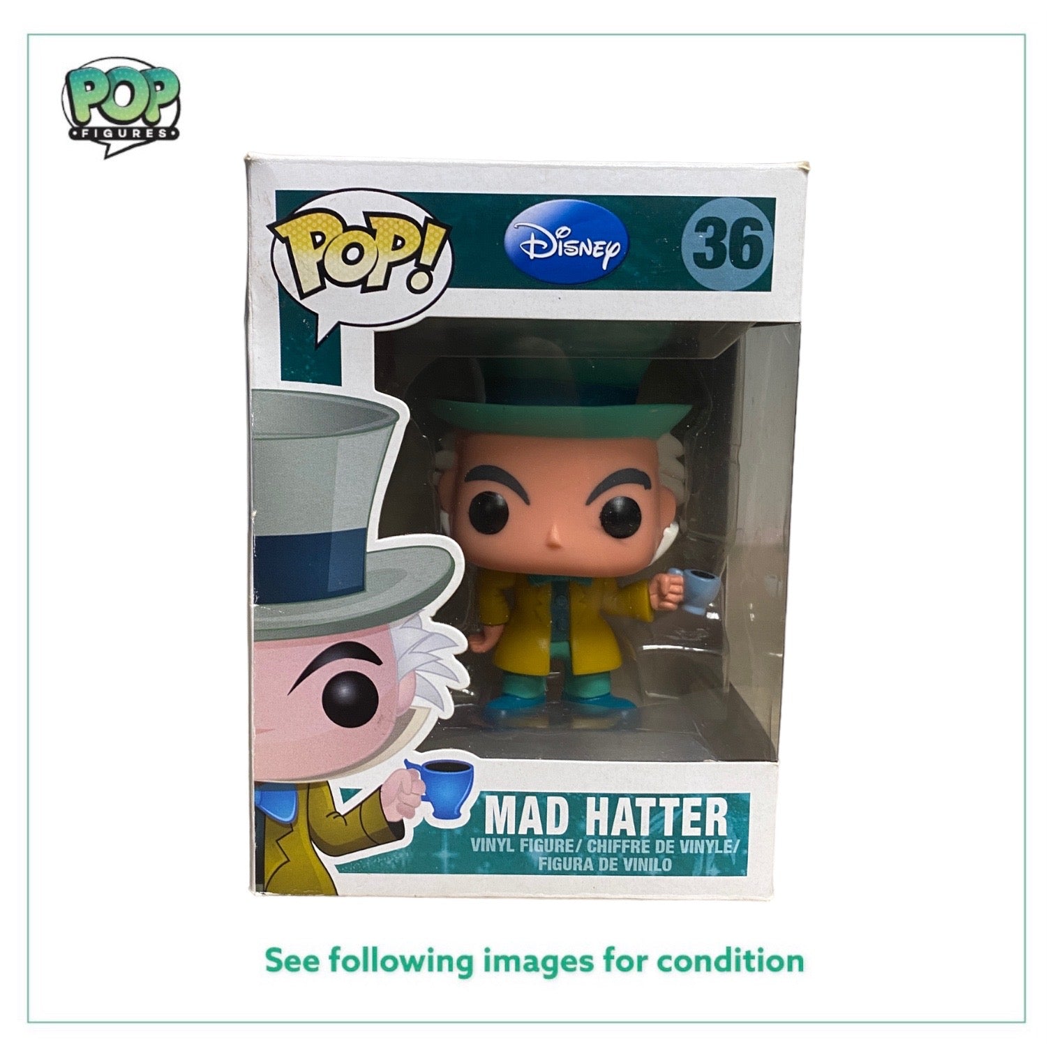 Mad Hatter #36 Funko Pop! from Disney Series 3 (2012), rated 6.5/10, featuring the character in a whimsical pose.