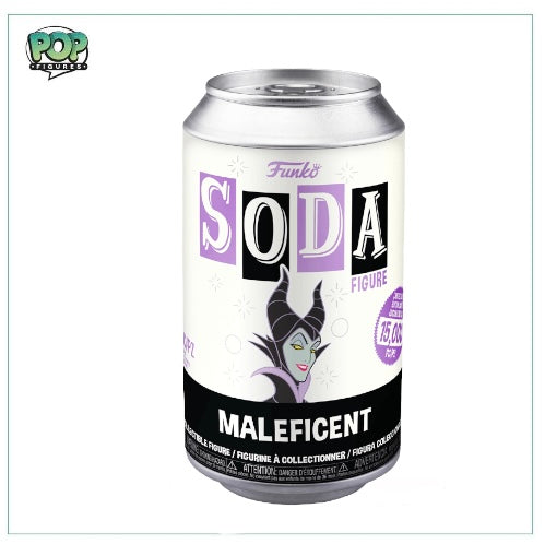 Maleficent Funko Soda Vinyl Figure from Disney, limited edition of 15,000 pieces, with a chance of a rare chase variant.