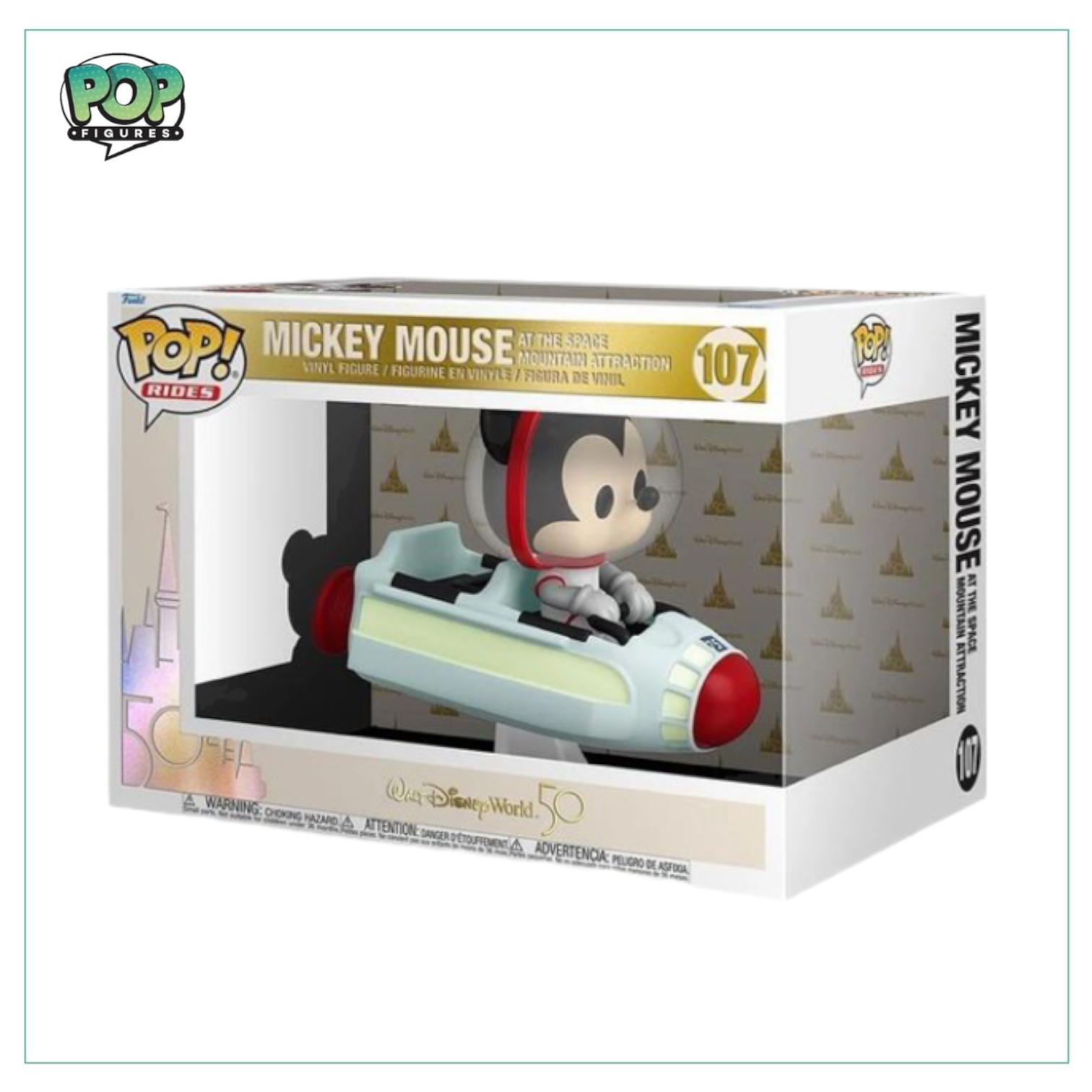 Mickey Mouse Funko Pop! figure at Space Mountain, showcasing the iconic Disney ride in a collectible design.