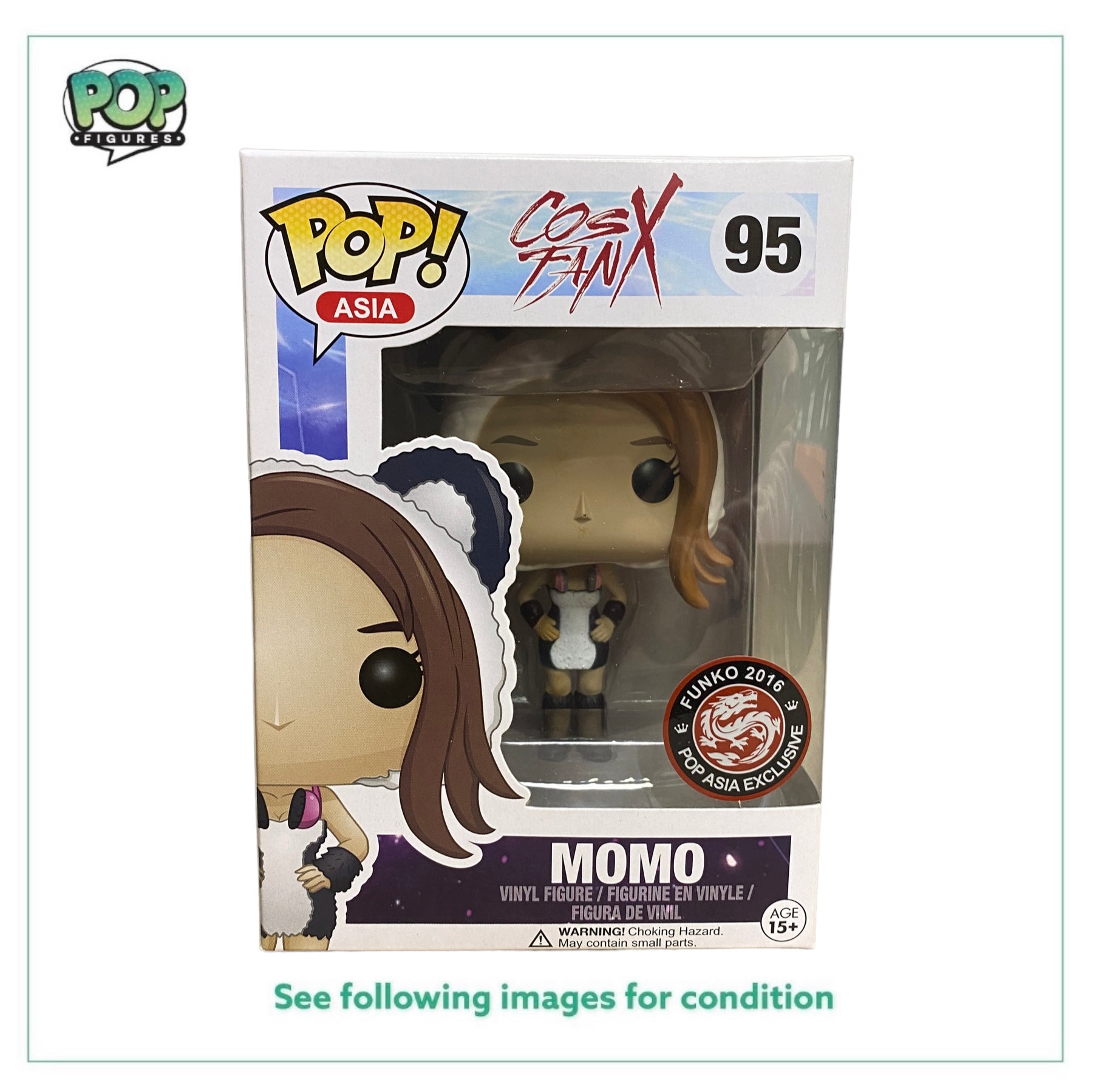 Momo #95 Funko Pop! from Cos Fan X, exclusive to Hong Kong Convention 2016, rated 8.5/10 for condition.