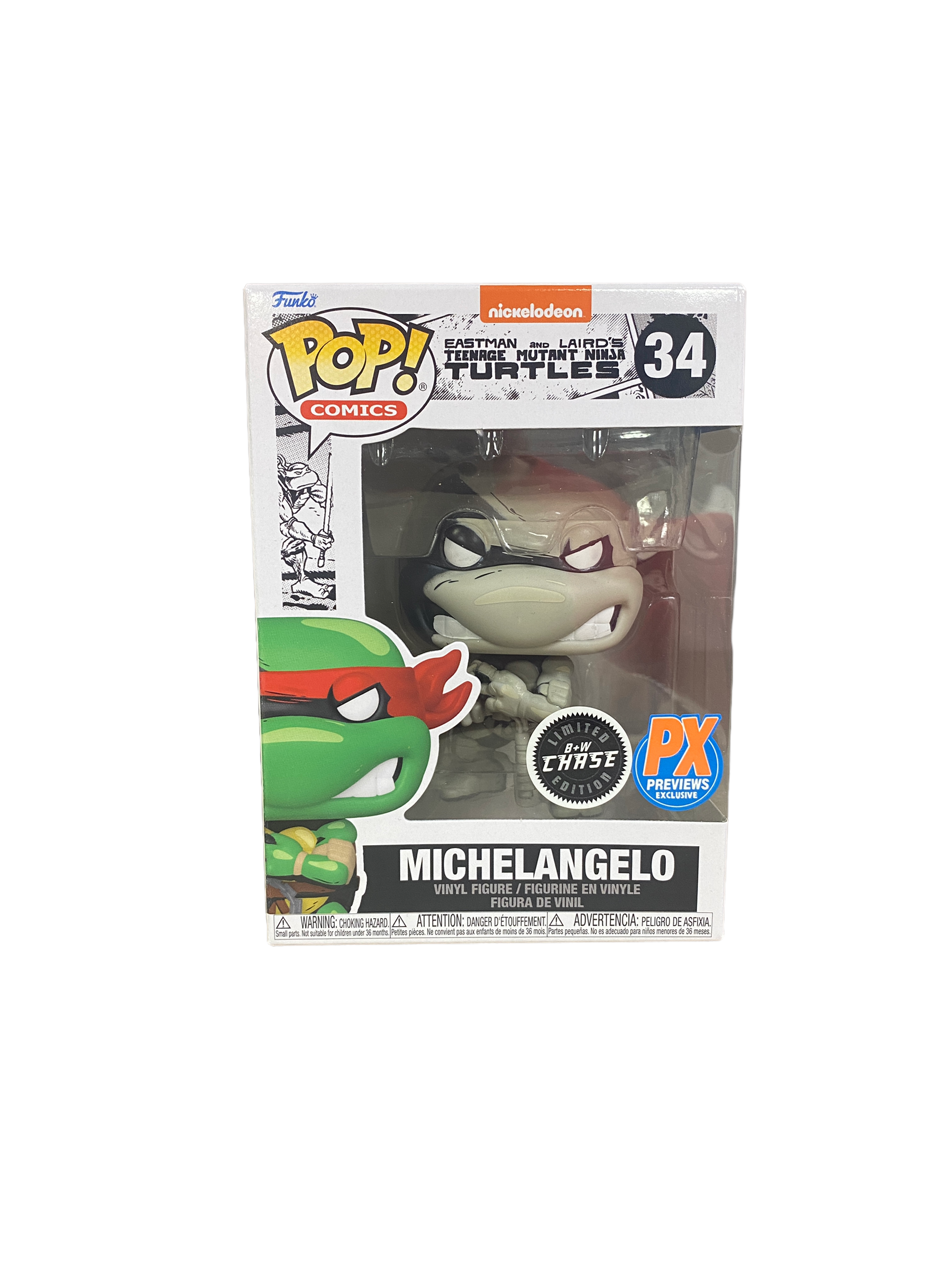 Michelangelo #34 (Black And White Chase) Funko Pop! - Eastman And Laird's Teenage Mutant Ninja Turtles - PX Previews Exclusive - Condition 9.5+/10