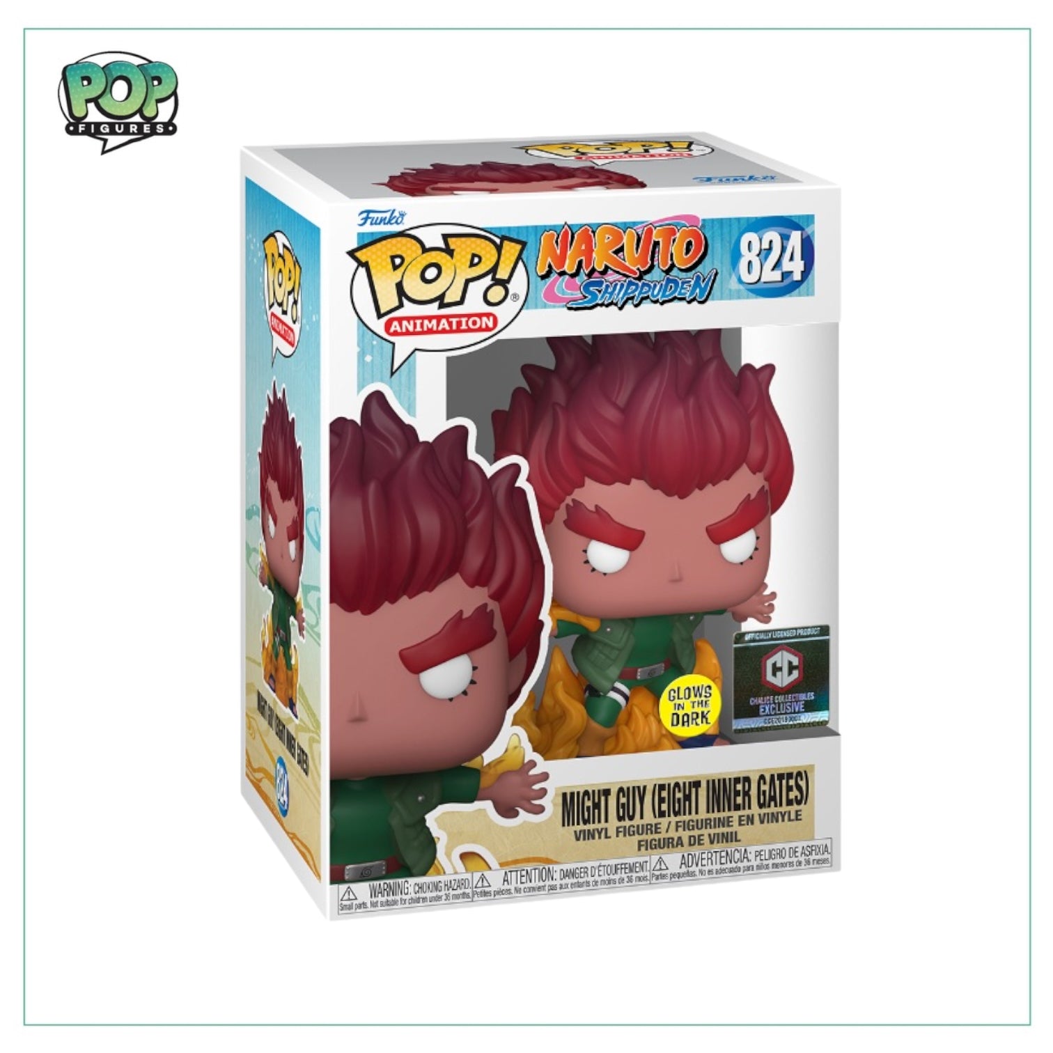 Might Guy (Eight Inner Gates) #824 Funko Pop - Naruto Shippuden - Glow in the Dark - Chalice Collectibles Exclusive