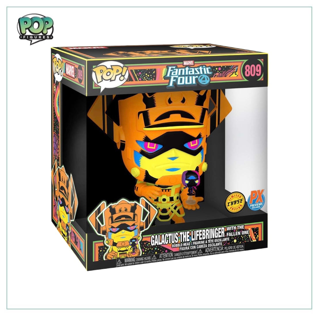 Galactus the Lifebringer with the Fallen One #809 (Blacklight Chase) 10" Funko Pop! - The Fantastic Four - Px Previews Exclusive