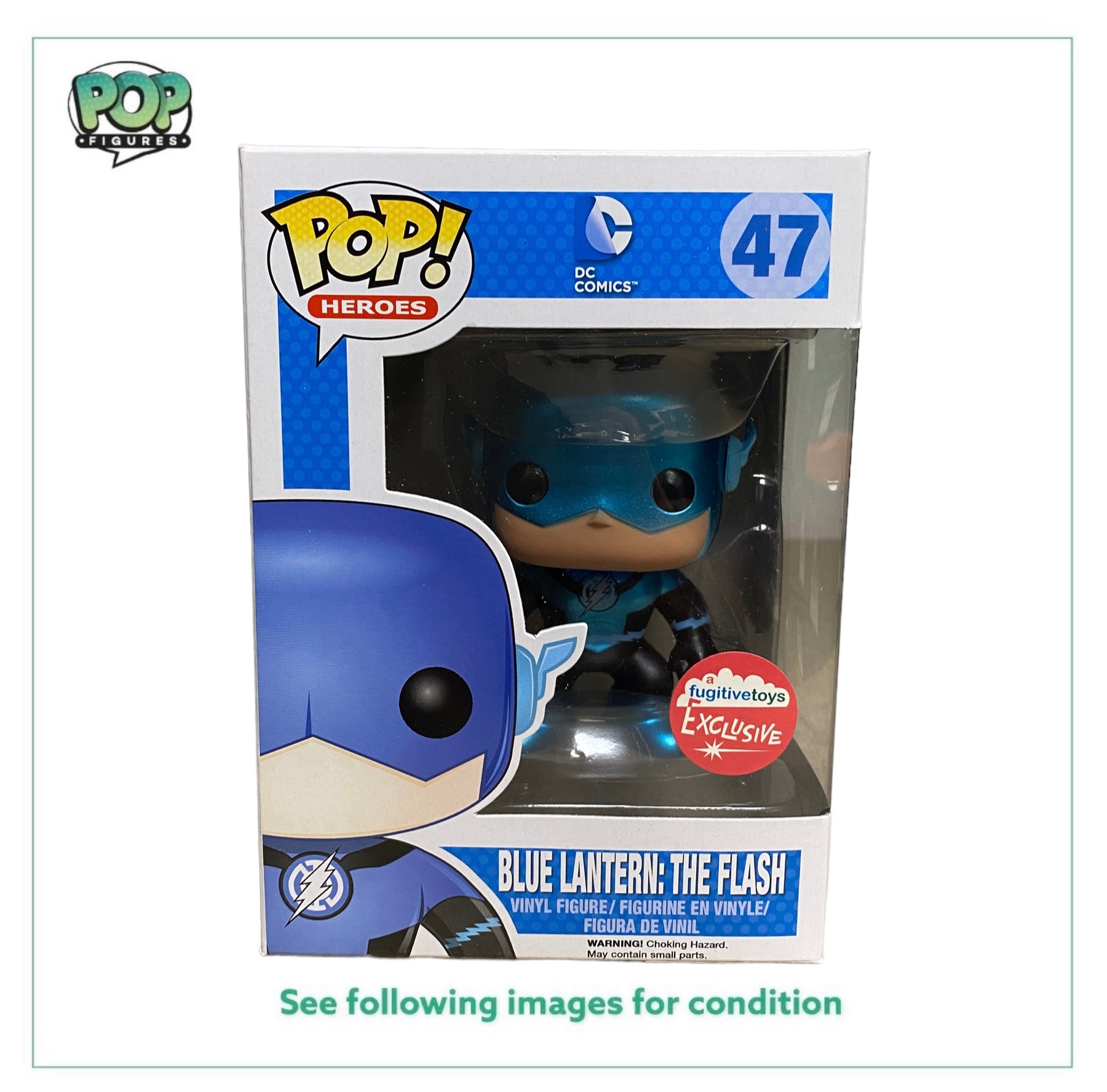 Blue Lantern: The Flash #47 (Metallic) Funko Pop! - DC Comics - Fugitive Toys Exclusive - Condition 8.75/10