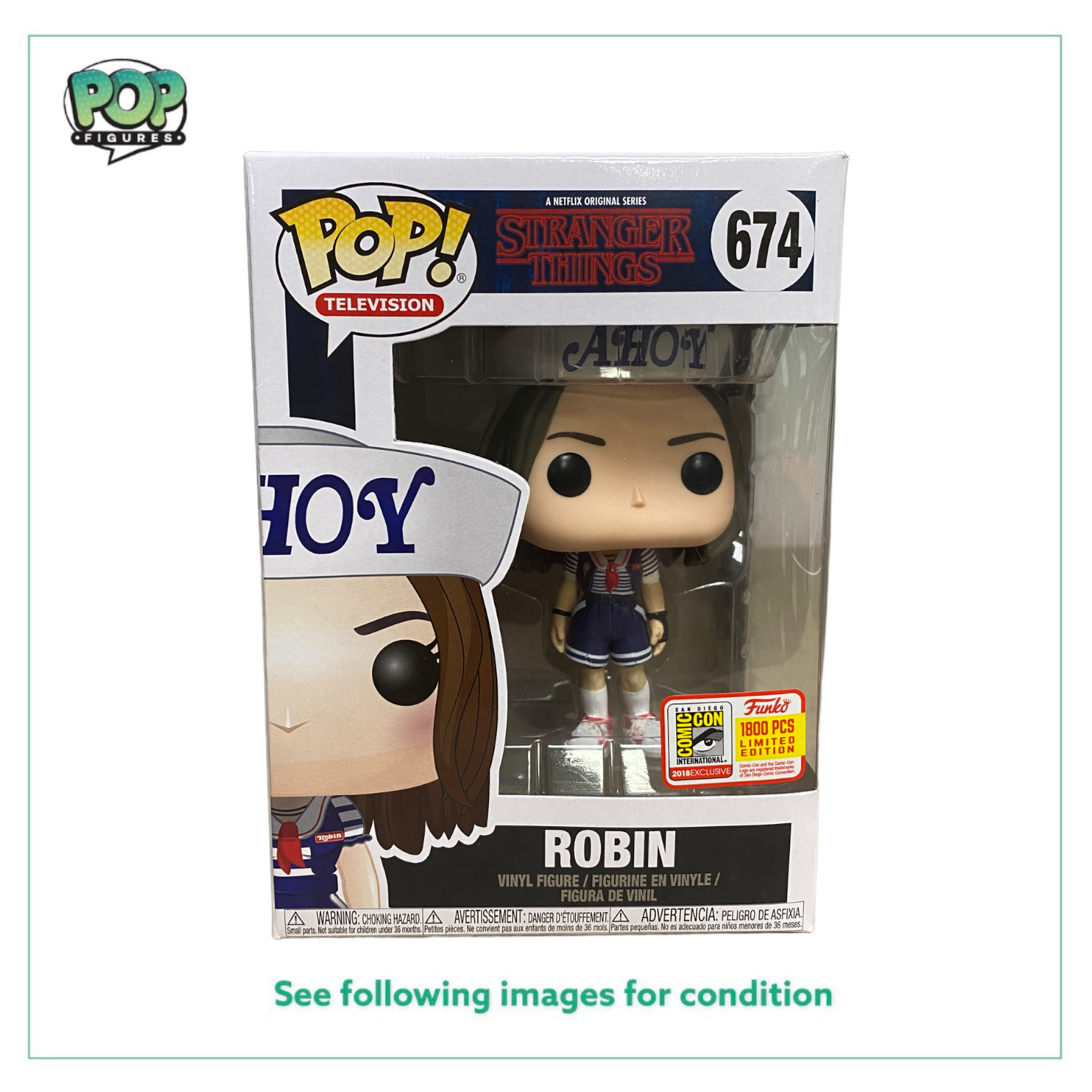 Robin #674 Funko Pop! - Stranger Things - SDCC 2018 Exclusive LE1800 Pcs - Condition 8.5/10