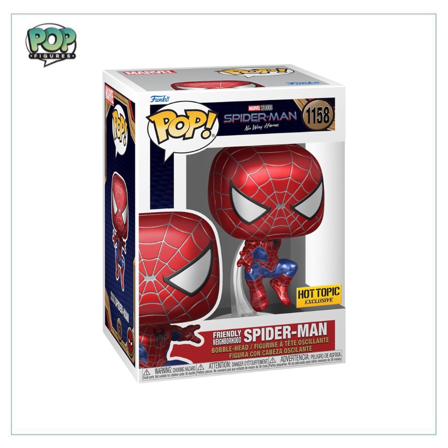 Friendly Neighborhood Spider-Man #1158 (Metallic) Funko Pop! - Spider-Man No Way Home - Hot Topic Exclusive