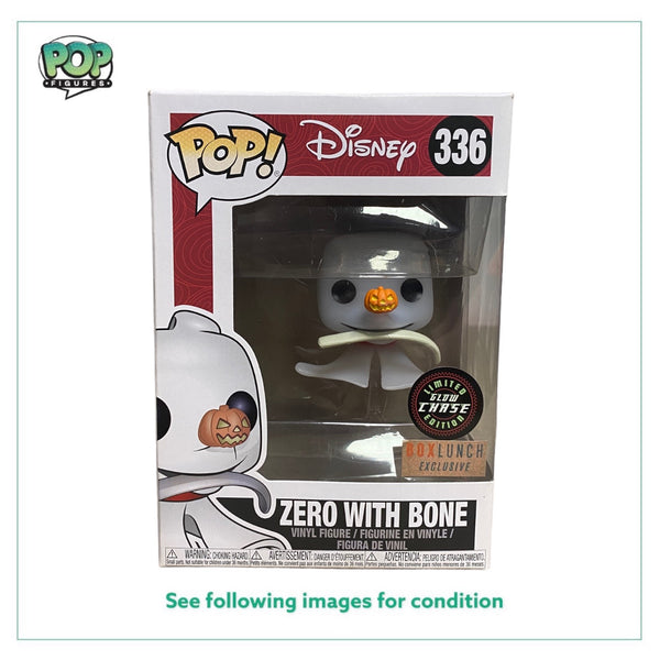 Zero With Bone #336 (Glow Chase) Funko Pop! - The Nightmare Before Christmas - Box Lunch Exclusive - Condition 8.5/10
