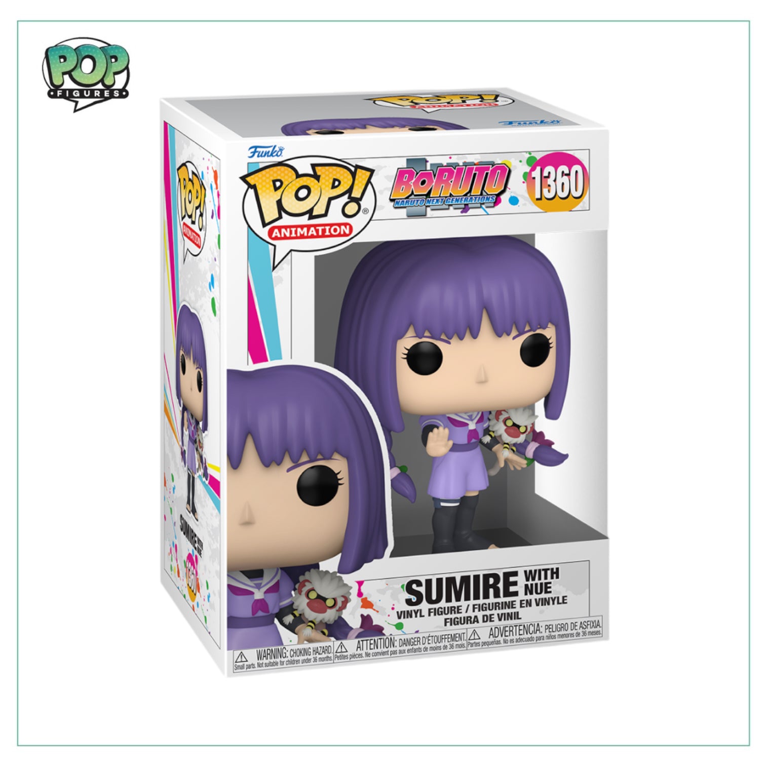 Funko Pop! figure of Sumire W/ Nue #1360 from Boruto: Naruto Next Generations, featuring vibrant colors and detailed design.