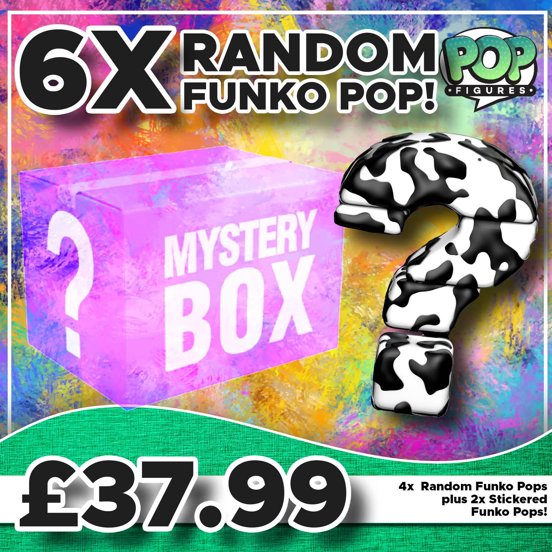 Funko 6 Pop Mystery Box Guaranteed 2 Stickered Pops