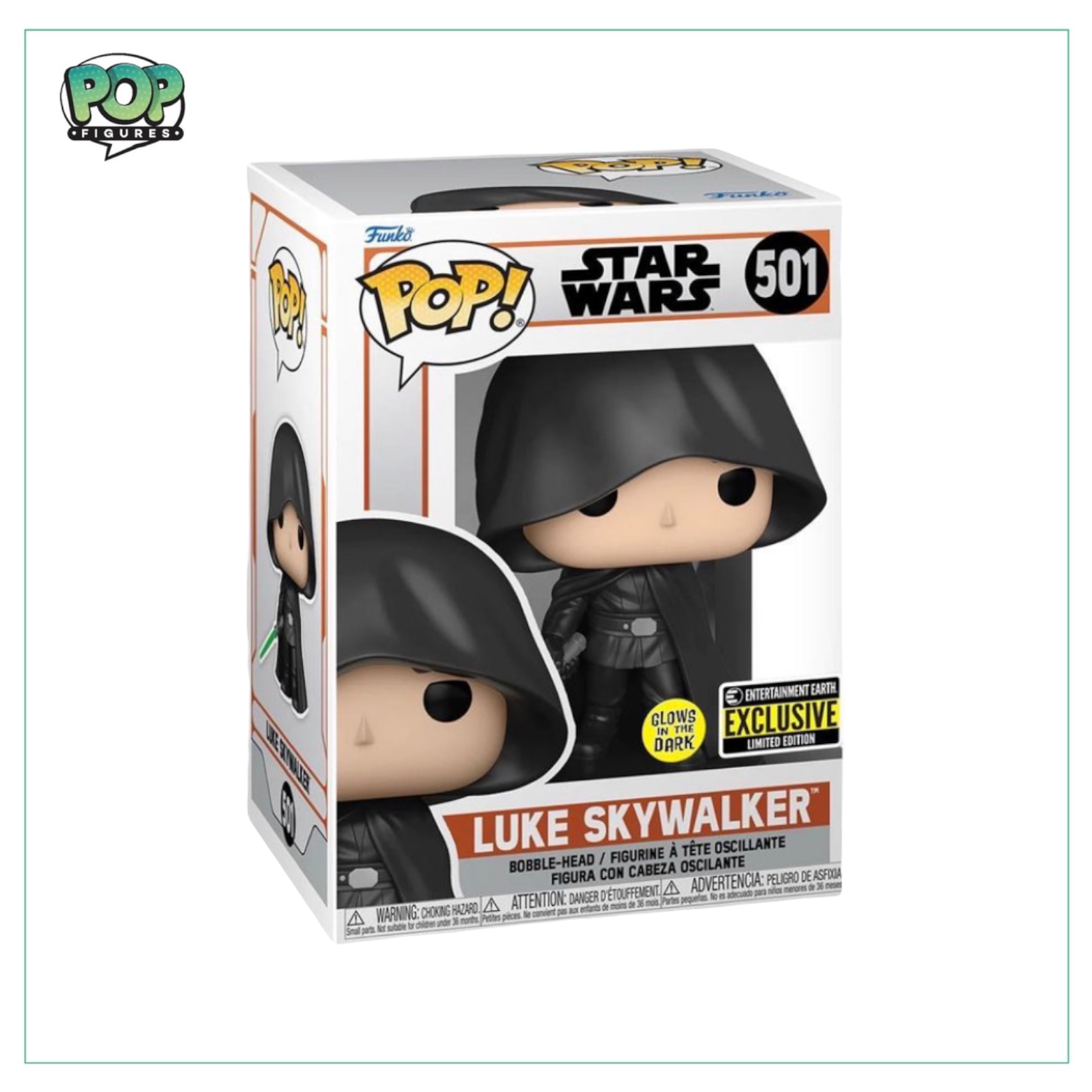 Luke Skywalker #501 (Glow in the Dark) Funko Pop! Star Wars - Entertainment Earth Exclusive