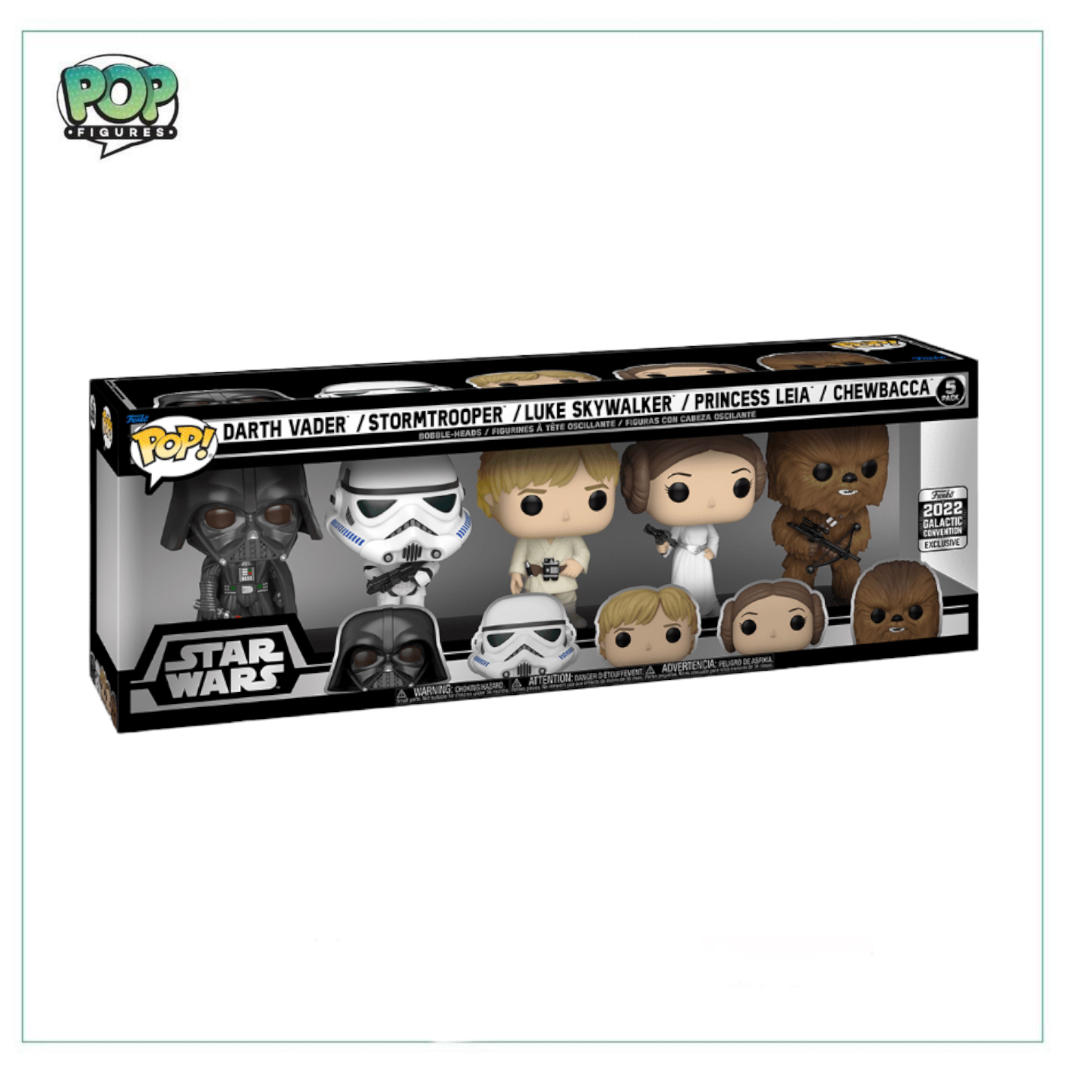 Darth Vader / Stormtrooper / Luke Skywalker / Princess Leia / Chewbacca - Deluxe Funko 5 Pack! - Star Wars -  Funko Galactic Convention 2022 Exclusive - Condition 9/10