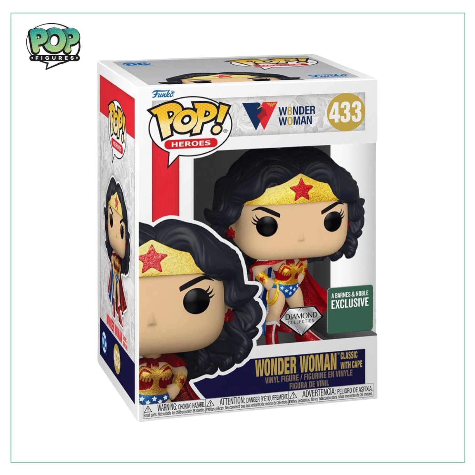 Wonder Woman Classic With Cape (Diamond Collection) #433 Funko Pop! Wonder Woman - Barnes & Noble Exclusive