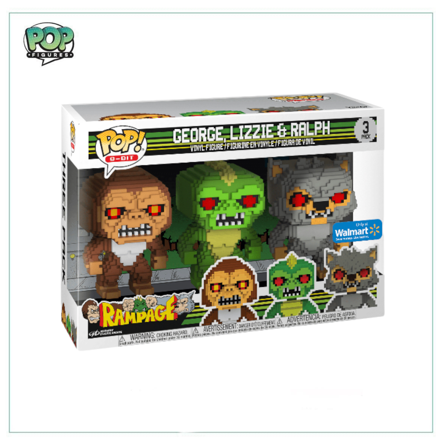 George Lizzie & Ralph Deluxe Funko 3 Pack! Rampage 8-Bit - Walmart Exclusive