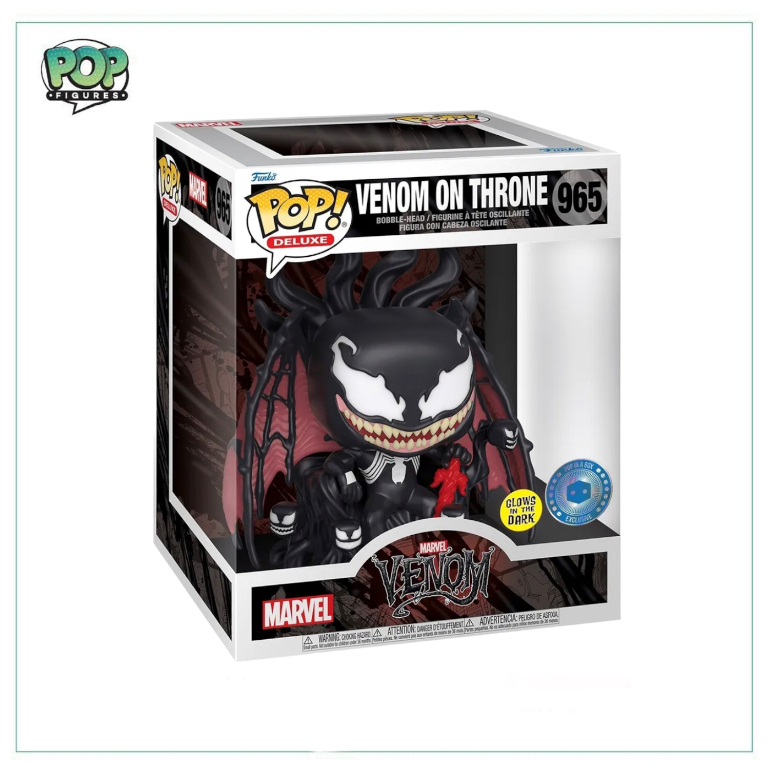 Venom On Throne (Glows In The Dark) #965 Deluxe Funko Pop! Marvel - Pop In A Box Exclusive