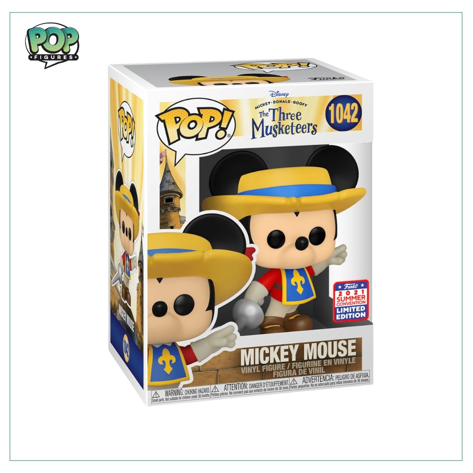 Mickey Mouse #1042 Funko Pop! Disney The Three Musketeers - 2021 Virtual Funkon (Shared Sticker) - PREORDER - Pop Figures | Funko | Pop Funko | Funko Pop